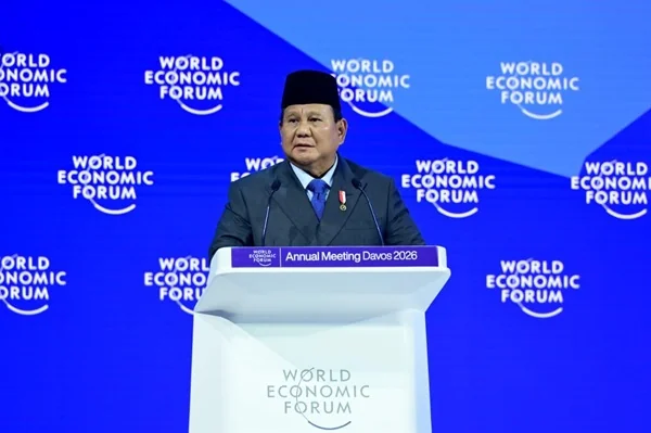 Presiden Republik Indonesia Prabowo Subianto memaparkan arah dan program-program utama pemerintahannya dalam pidatonya pada World Economic Forum (Dok : Ist).