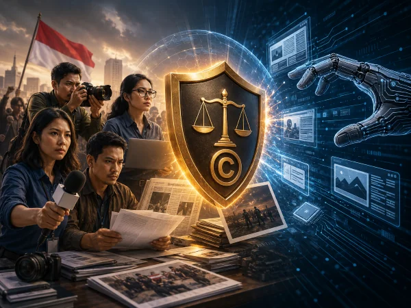 Ilustrasi mendukung Revisi UU Hak Cipta untuk melindungi Jurnalisme dari eksploitasi Platform AI (Dok : KabarIndonesia).