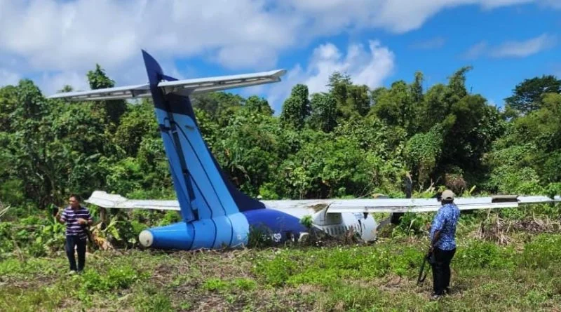 Pesawat Trigana Air PK-YSP jenis ATR 42 seri 500 gagal lepas landas di Bandar Udara Stevanus Rumbewas Serui saat menuju Bandar Udara Sentani hari ini (9/9) pada pukul 10.40 WIT./Ist