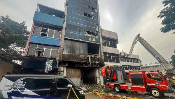 Kondisi gedung Terra Drone pasca kebakaran dan menewaskan 22 orang (Dok : Int).
