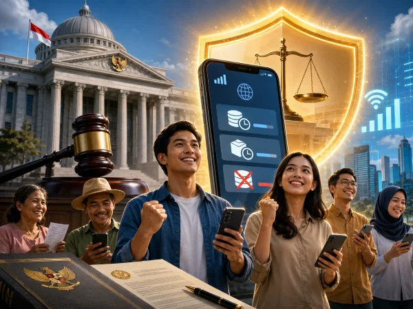 MK mengabulkan sebagian gugatan kuota internet hangus dan meminta operator menyediakan pilihan paket rollover serta non-rollover untuk melindungi konsumen (Dok : AI).