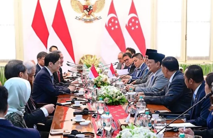 Presiden Prabowo Subianto melakukan pertemuan bilateral dengan Perdana Menteri Singapura, Lawrence Wong, dalam kunjungan resminya di Istana Merdeka, Jakarta, pada Rabu, 6 November 2024. Foto: BPMI Setpres/Muchlis Jr.