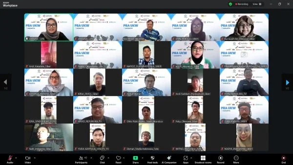 Pra Uji Kompetensi Wartawan (UKW) secara daring yang diikuti puluhan jurnalis  (Dok : Ist).
