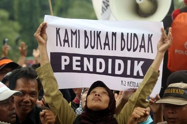 Aksi unjuk rasa guru honorer (Dok : Int).