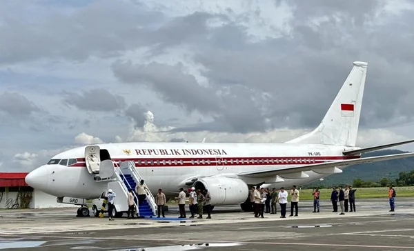 Presiden Prabowo Subianto tiba di Bandara Internasional Sultan Iskandar Muda, Aceh Besar, Aceh (Dok : Int).