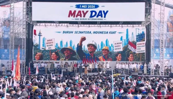 Peringatan Hari Buruh Internasional yang digelar di kawasan Lapangan Silang Monumen Nasional (Dok : Ist).