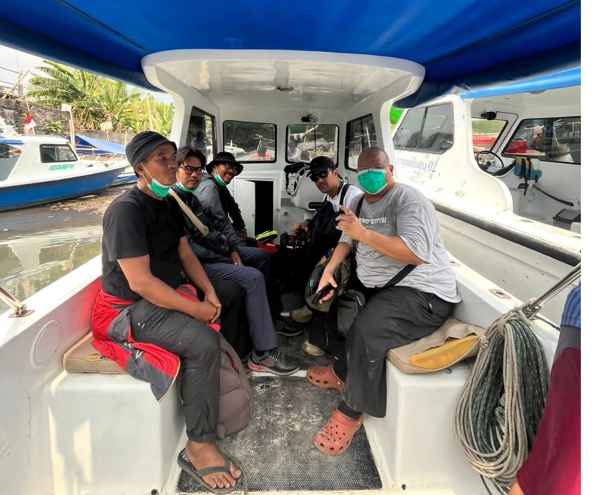 Lima jurnalis yang dilaporkan hilang kontak setelah bertolak menggunakan speedboat dari Dermaga Pagedongan, Carita, Kabupaten Pandeglang, Banten, menuju kawasan Gunung Anak Krakatau (Dok : Ist).